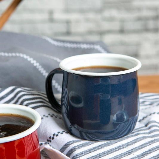 Argon Tableware Coloured Enamel Belly Mug - 375ml - Navy