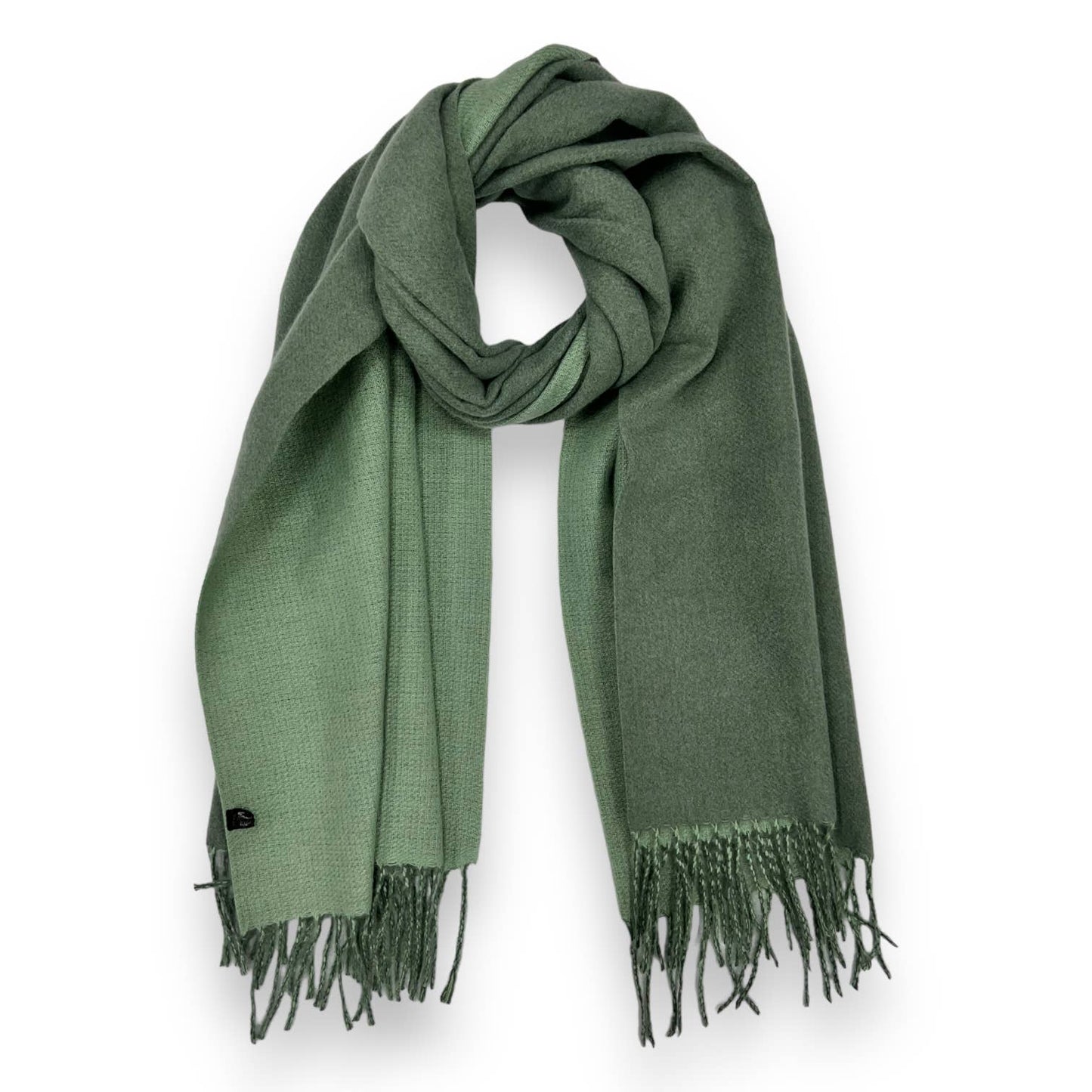 Reversible two tone coloured plain cashmere blend scarf