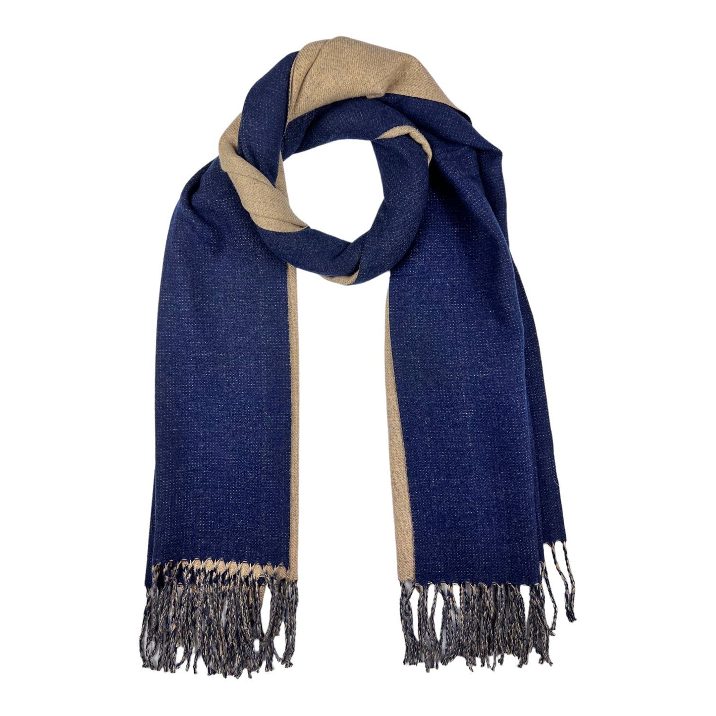 Reversible two tone coloured plain cashmere blend scarf