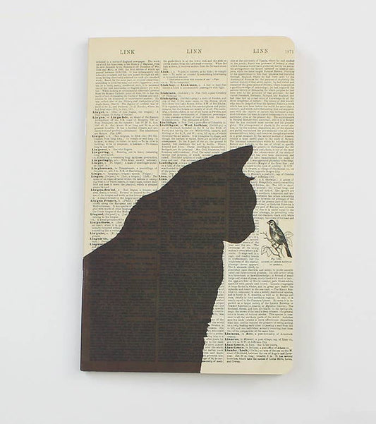 RECYCLED DICTIONARY INSPIRED CAT SKETCH/NOTEBOOK