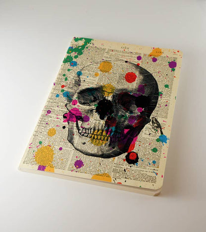 RECYCLED DICTIONARY INSPIRED SKULL SKETCH/NOTEBOOK