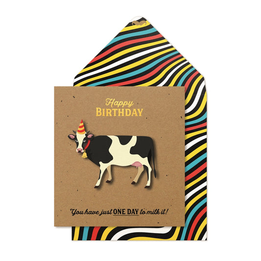 HANDMADE BIRTHDAY CARD MADE FROM RECYCLED MATERIALS - MILK IT