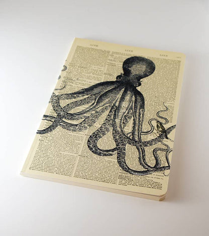RECYCLED DICTONARY INSPIRED OCTOPUS SKETCH/NOTEBOOK