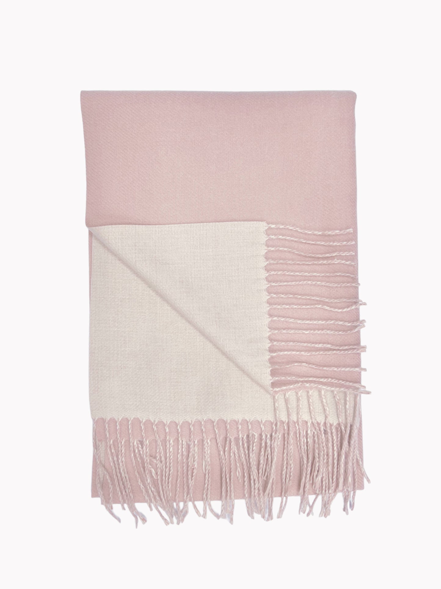 Reversible two tone coloured plain cashmere blend scarf