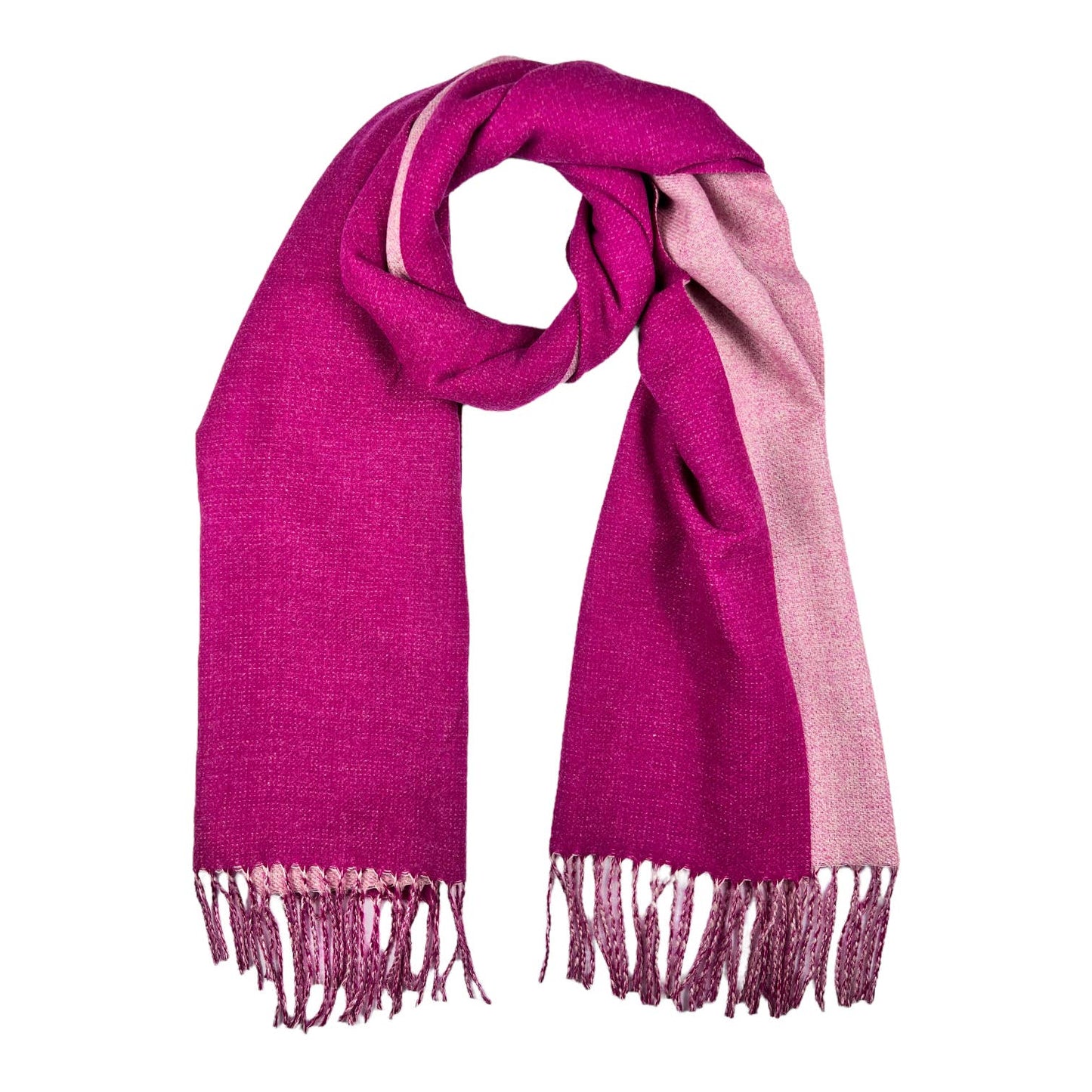 Reversible two tone coloured plain cashmere blend scarf