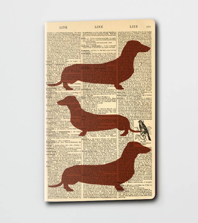 Recycled Dictionary Inspired Dachshund Sketch/Notebook