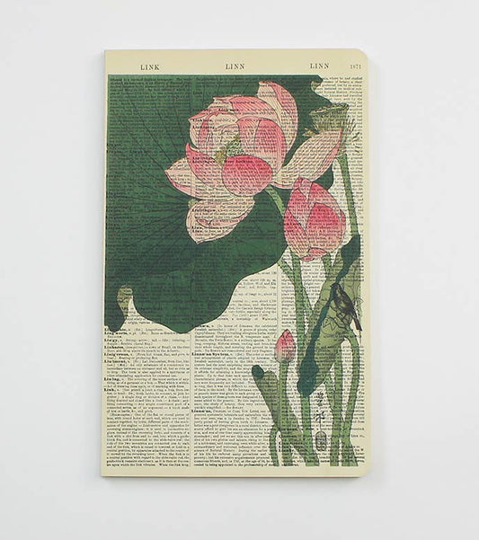 RECYCLED DICTIONARY INSPIRED LOTUS  SKETCH/NOTEBOOK