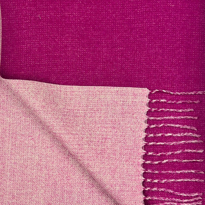 Reversible two tone coloured plain cashmere blend scarf