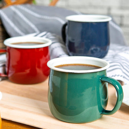 GREEN ENAMEL BELLY MUG