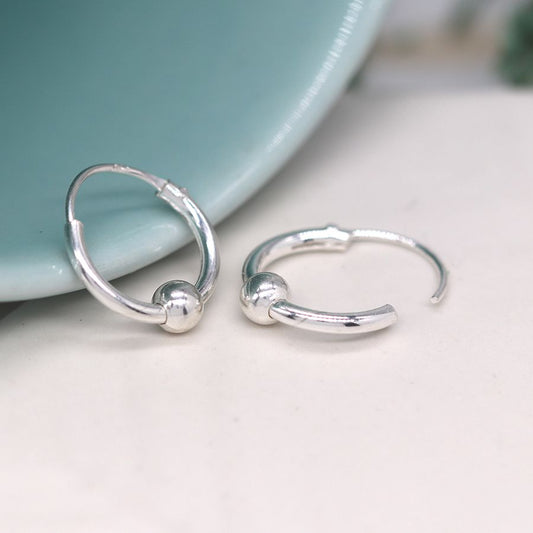 SILVER CREOLE HOOP  AND BALL EARINGS - Nostalgia Furniture & Gifts