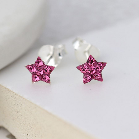 SILVER PINK STAR EARRINGS - Nostalgia Furniture & Gifts